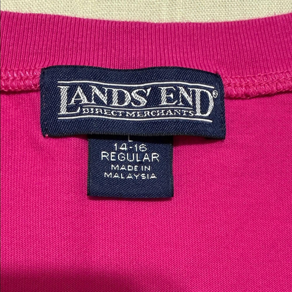 Lands' End Sleeveless V-Neck Tank Shift Dress in Bright Pink, Size Large (14-16) - Picture 3 of 12